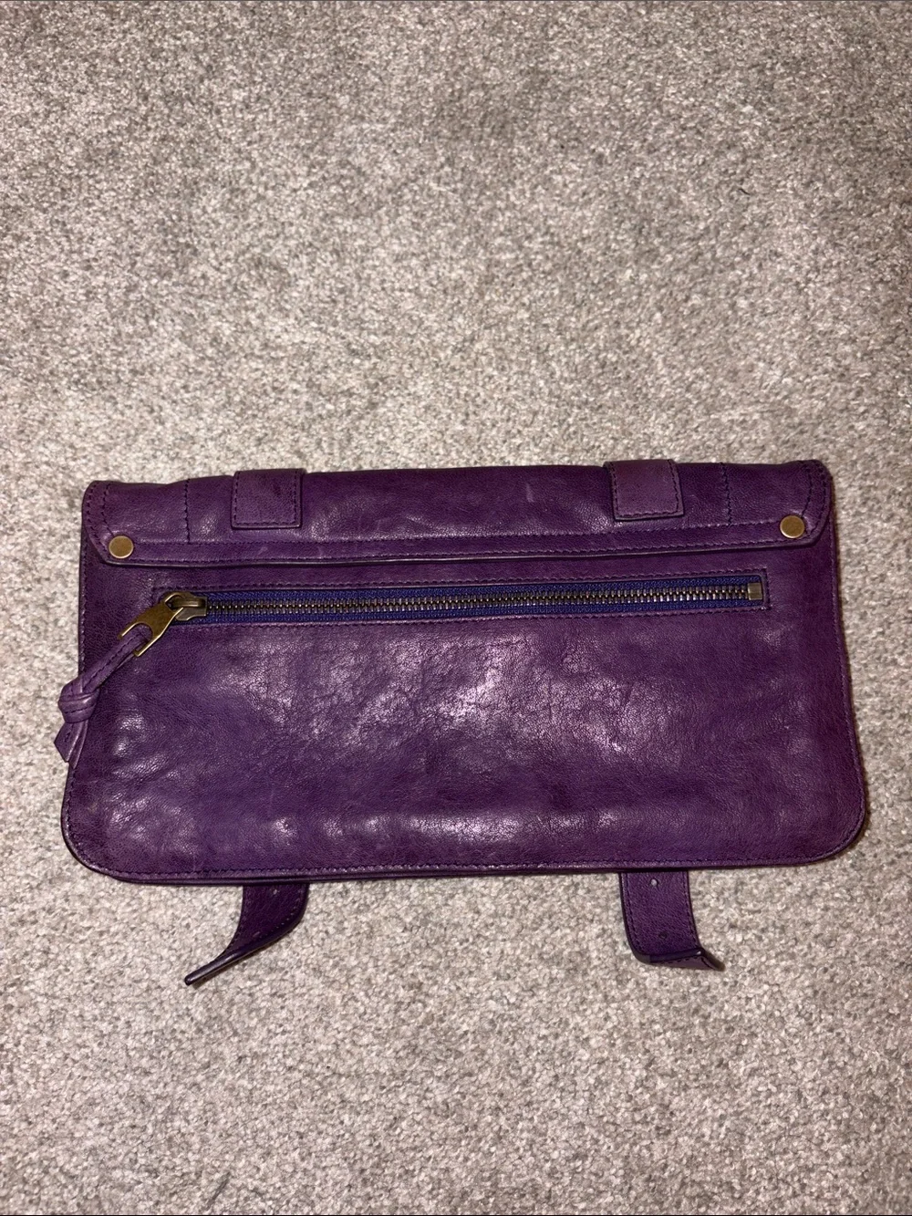 Proenza Schouler Purple Leather Clutch with Gold Hardware